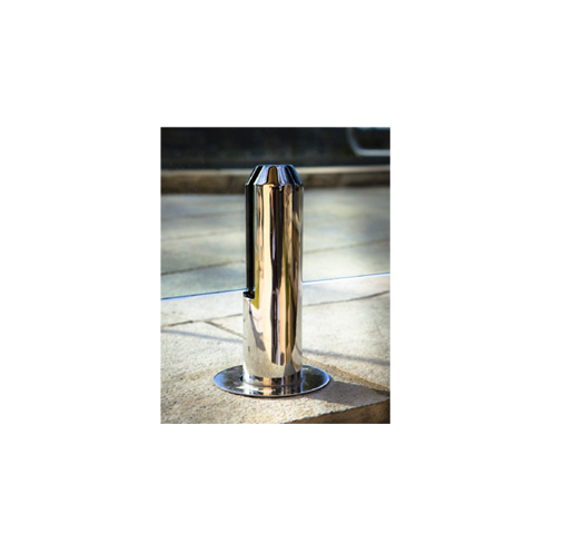 Core-drilled spigot for frameless glass fencing