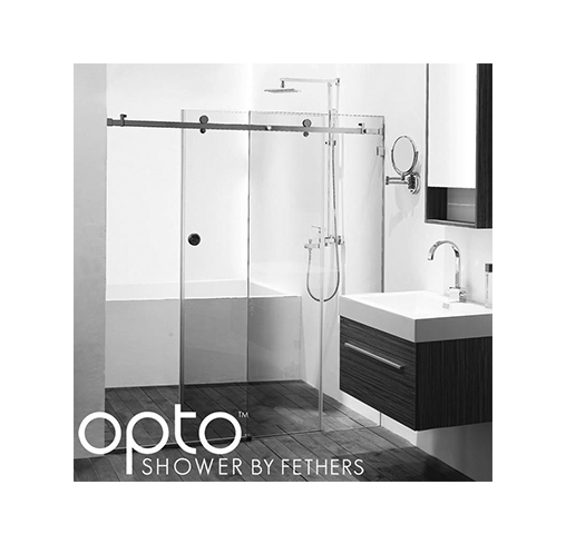 Opto sliding hardware system for frameless shower glass